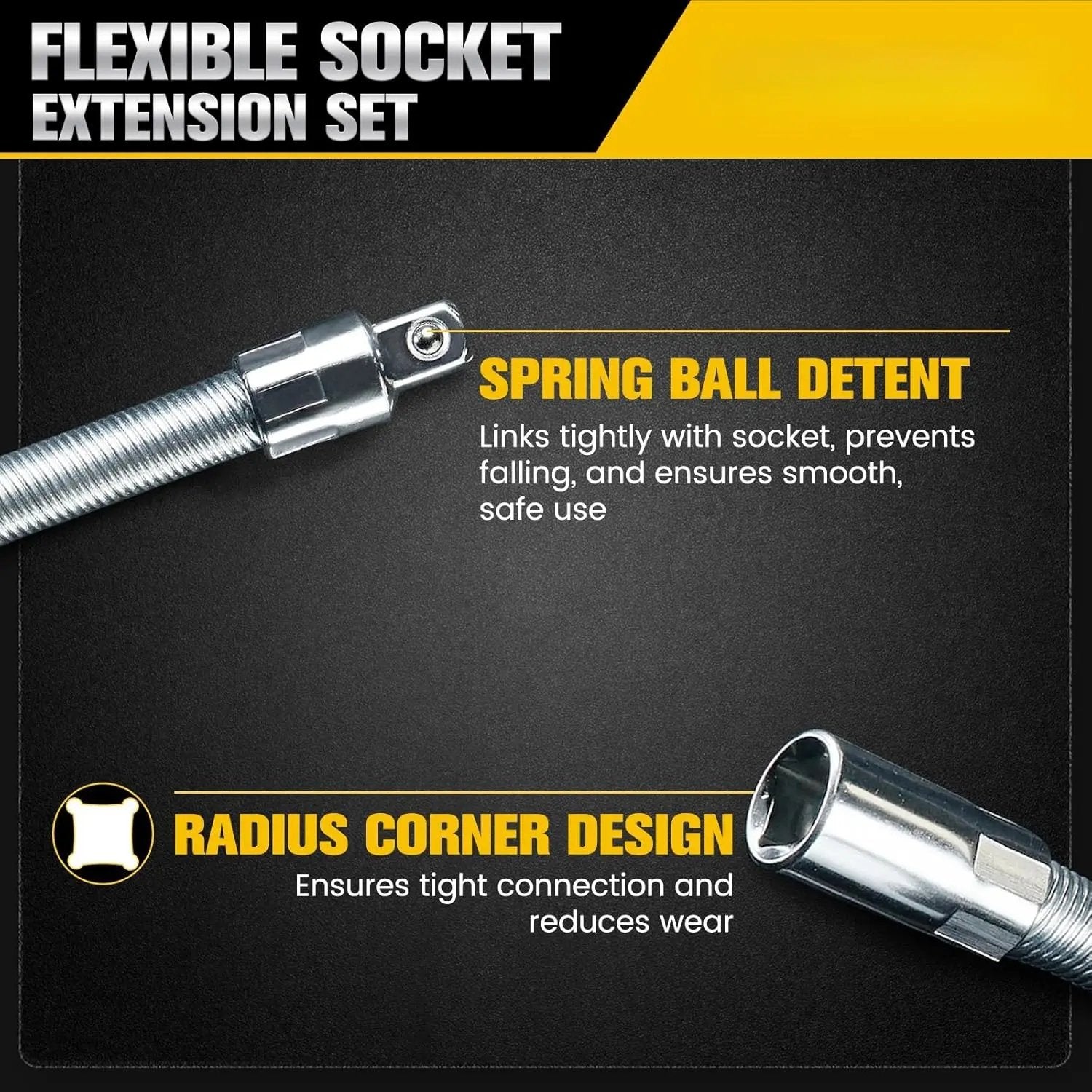 Universal Flex Head Socket Adapter Set – Reach Tight Bolts Faster in Hard-to-Access Spaces-The Must-Have Tools for Mechanics, DIYers & Garage Work