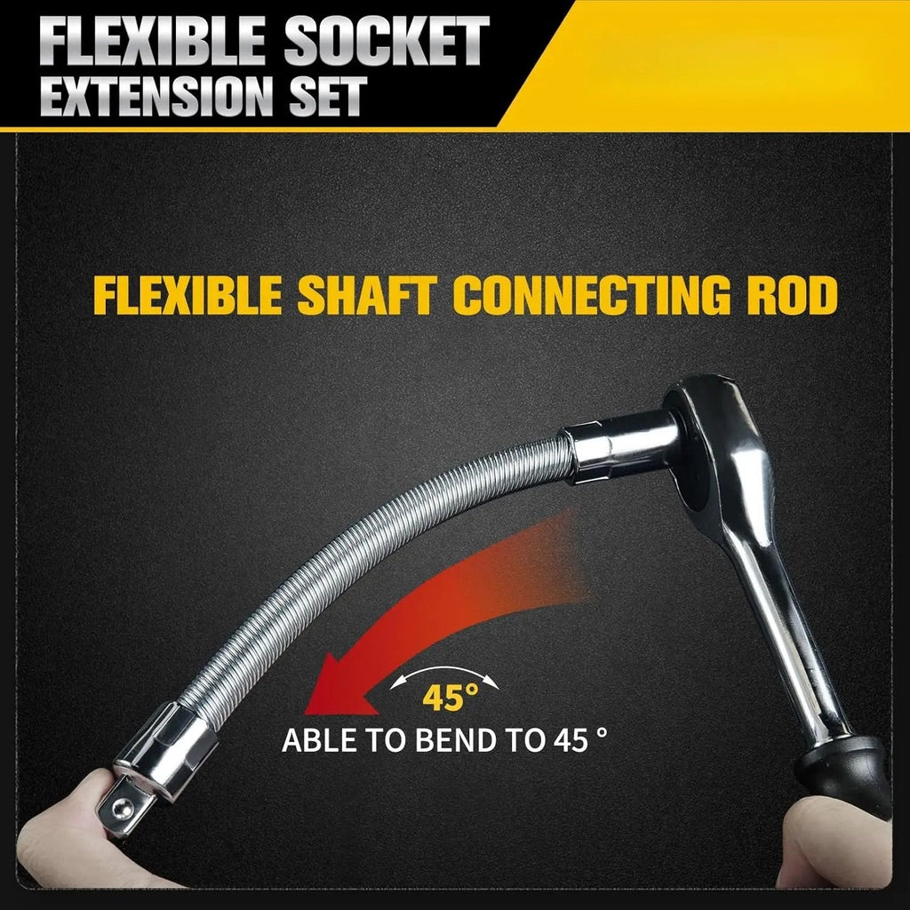 Universal Flex Head Socket Adapter Set – Reach Tight Bolts Faster in Hard-to-Access Spaces-The Must-Have Tools for Mechanics, DIYers & Garage Work