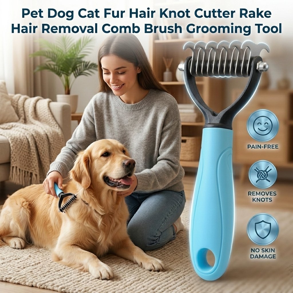 Universal Pet Detangling Comb for Dogs Grooming Tool Double-Sided Stainless Steel for Coat Care & Shedding Removal Easy to Use Essential Grooming