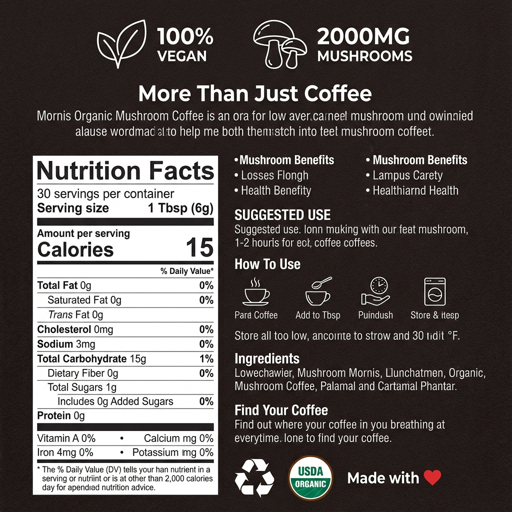 Mornis Organic Mushroom Coffee   30 Servings  6.35oz